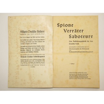 Brochure: Spies - Traîtres - Saboteurs. Espenlaub militaria
